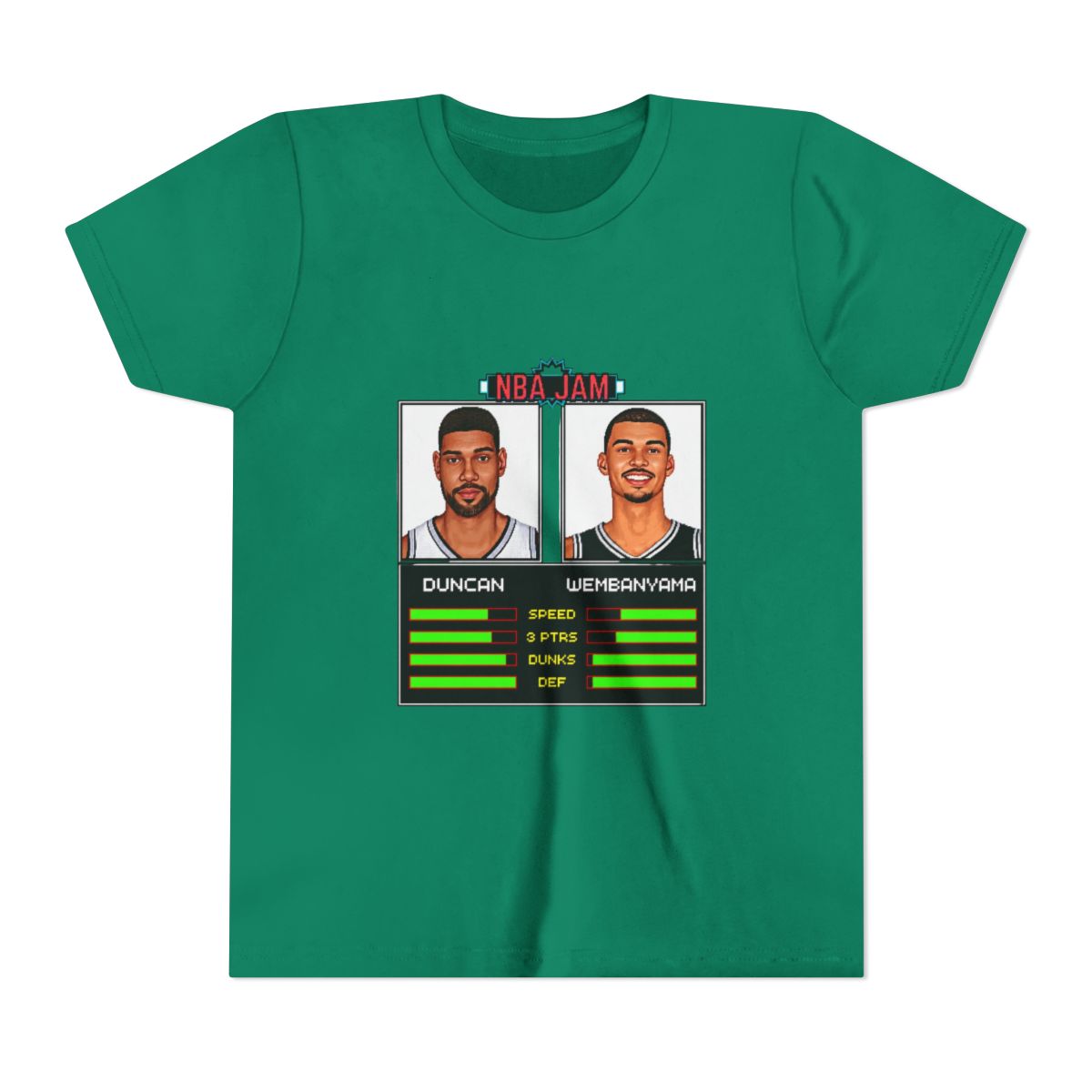 Duncan & Wembanyama - NBA Jam Edition Kids T Shirt | Victor Wembanyama - alternate angle 2, merchandise