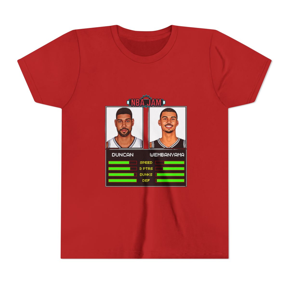 Duncan & Wembanyama - NBA Jam Edition Kids T Shirt | Victor Wembanyama - alternate angle 5, merchandise