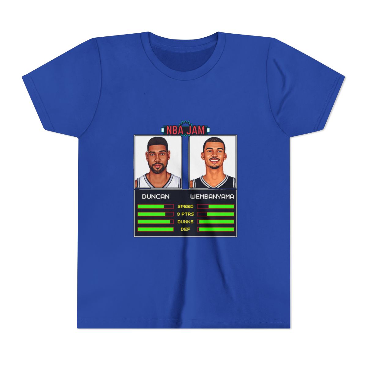 Duncan & Wembanyama - NBA Jam Edition Kids T Shirt | Victor Wembanyama - alternate angle 3, merchandise